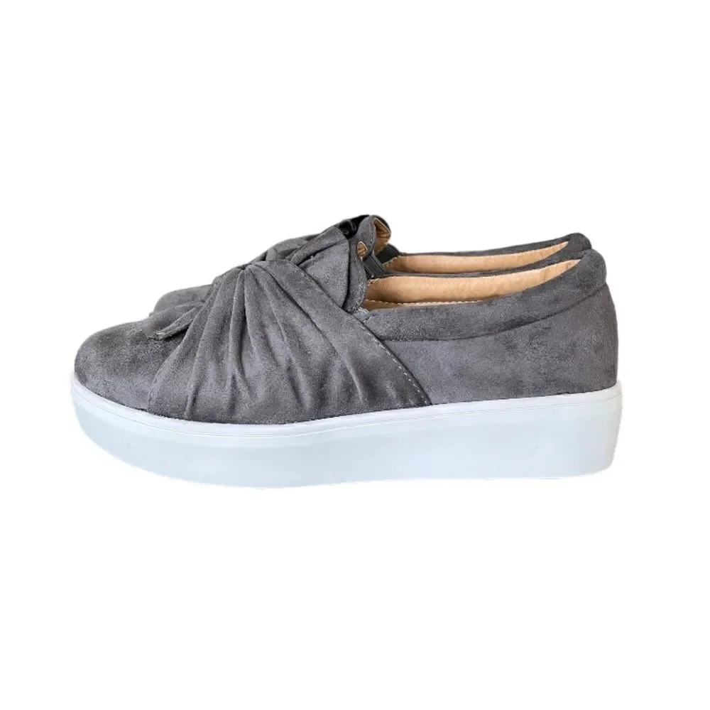 CATHERINE MALANDRINO | Suede Wrap Platform Slip-On Sneakers (8)